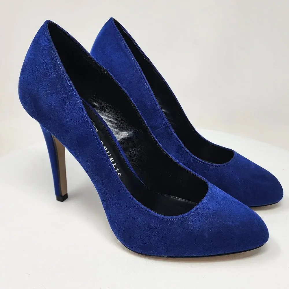 Rock & Republic Gwen Stiletto Pumps Women 9M Royal Blue Faux Suede Almond Toe